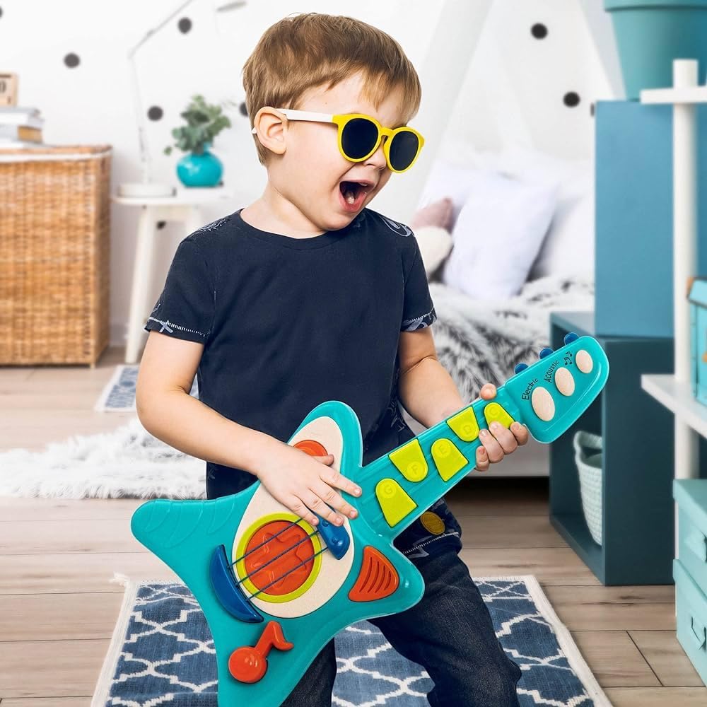 Battat – Toy for Toddlers, Kids, Children – Play Guitar with Songbook – Acoustic, Electric, and Song Modes – Lil Rockers Guitar – 2 Years +