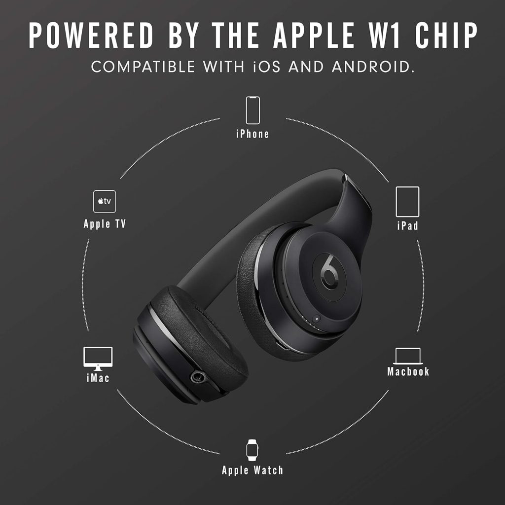 Beats Solo3 Wireless On-Ear Headphones - Apple W1 Headphone Chip, Class 1 Bluetooth, 40 Hours of Listening Time, Built-in Microphone - Black (Latest Model)