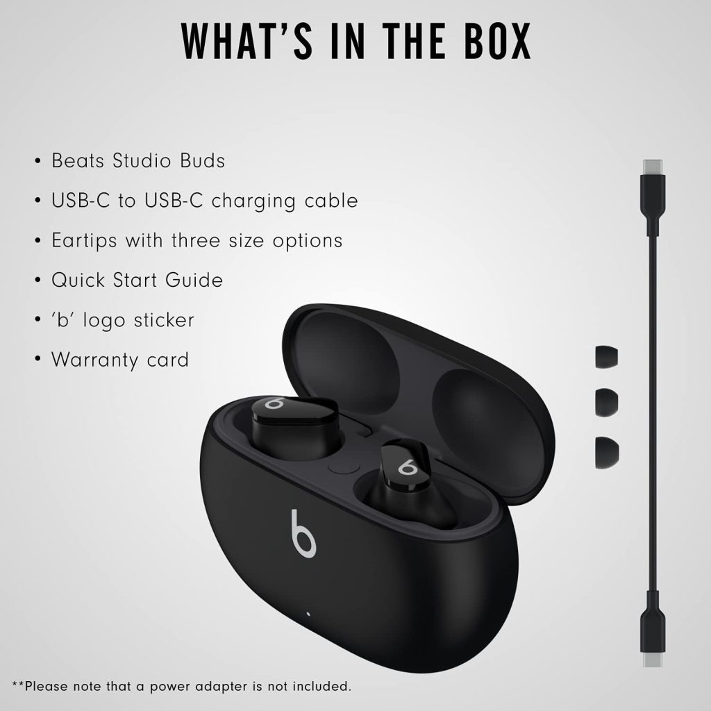 Beats Studio Buds – True Wireless Noise Cancelling Earbuds – Compatible with Apple  Android, Built-in Microphone, IPX4 Rating, Sweat Resistant Earphones, Class 1 Bluetooth Headphones - Black