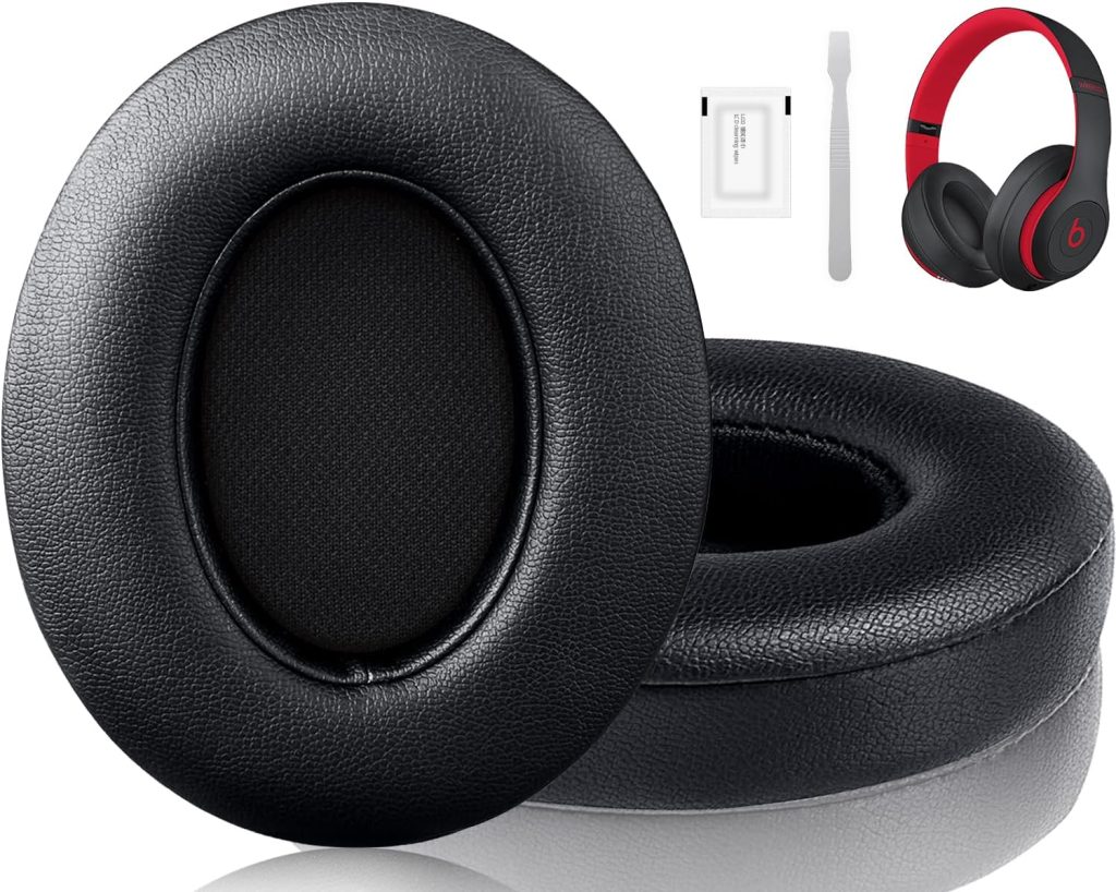 Beats Studio Replacement Earpads for Beats Studio 3 Beats Studio 2 (B0500/ B0501) 2 Pieces Noise Isolation Comfortable Memory Foam Ear Cushions by FEYCH (Black)