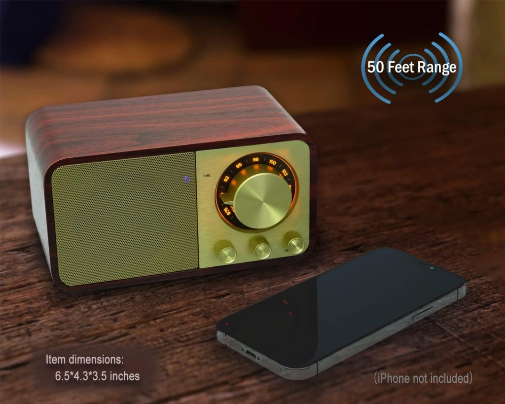 BentMax FM Radio with Bluetooth Retro Bluetooth Speaker Vintage Radio with SD/USB Memory Music Player Function, Wireless Streaming from Smartphone, 10 Hours Playback (Walnut)