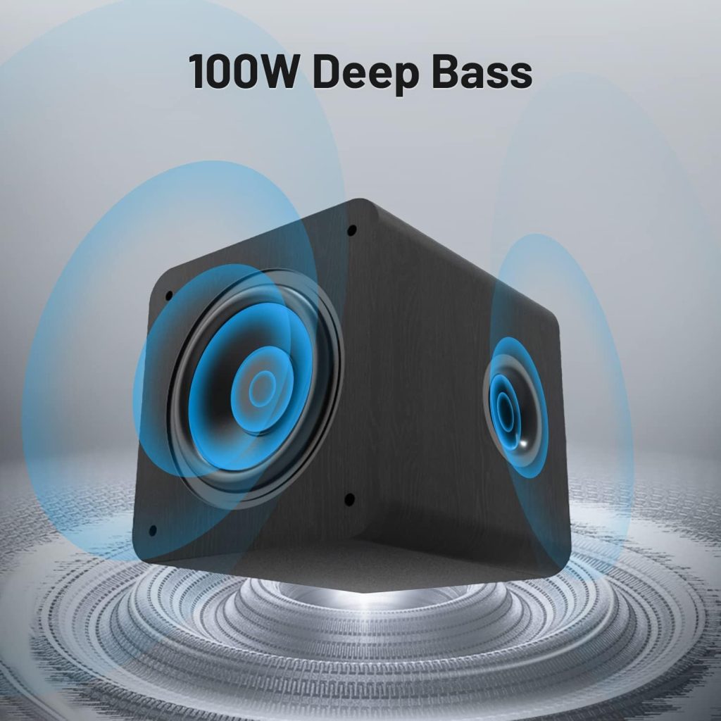 BESTISAN 100-Watt Powered Subwoofer - 8 Inch Speaker, Massive Output, Low Distortion, for Studio and Home Theater Systems SW80