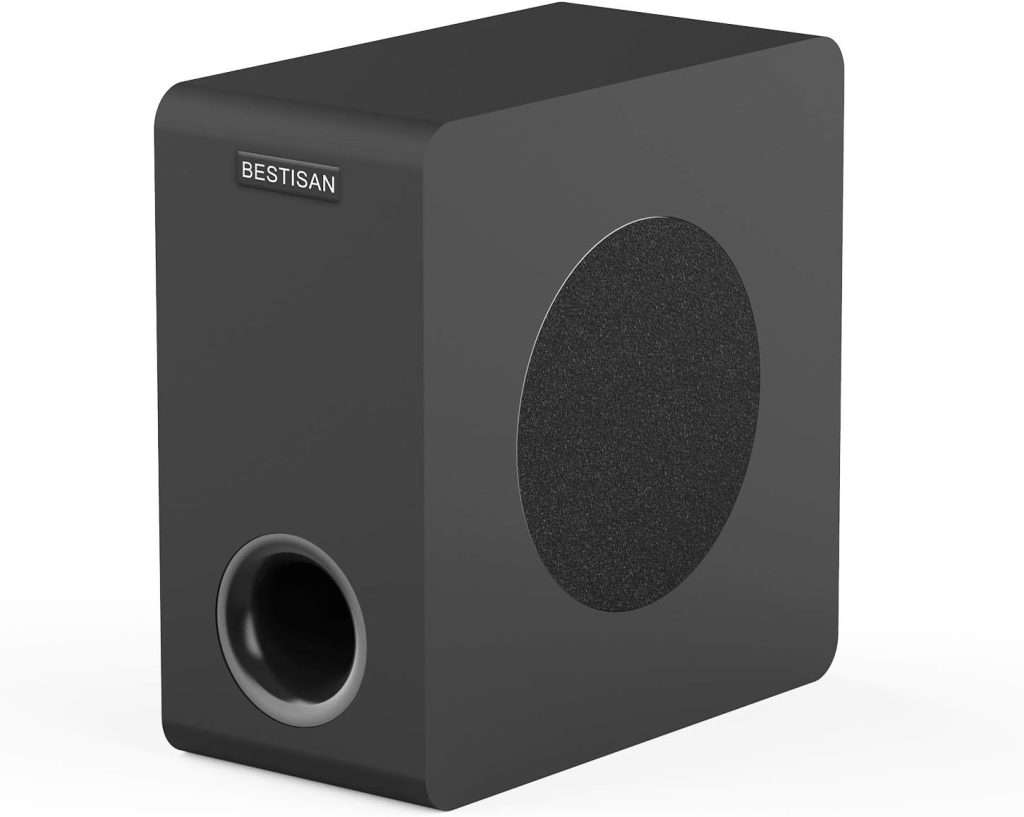 BESTISAN Powered 6.5’’ Home Audio Subwoofer, Deep Bass Response Subwoofers in Compact Design, Easy Setup with Home Theater Systems, TV, Speakers, RCA, Black