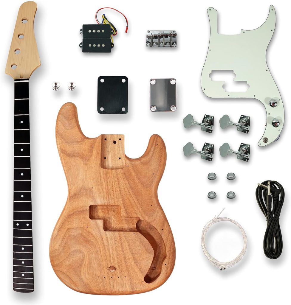 BexGears DIY Electric Guitar Kits For bass Guitar,Okoume Body maple neck  composite ebony fingerboard