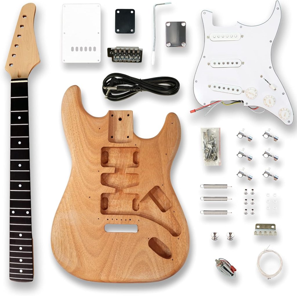 BexGears Electric Guitar Kits okoume wood Body Mapel neck  composite ebony fingerboard black