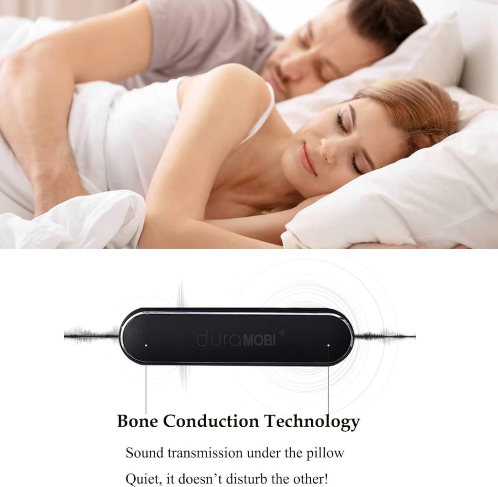 Bigvapor Super Mini Pillow Speaker for Sleeping Bluetooth Bone Conduction Speaker Volume Control Timer Function Under Pillow Speakers Wireless Compact Compatible with iPhone Android (Black)