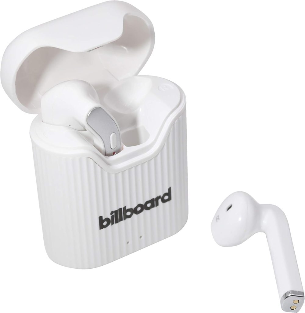 Billboard Bluetooth 5.0 True Wireless Stereo Earbuds with Charging Case, White/Gray (BB2808)