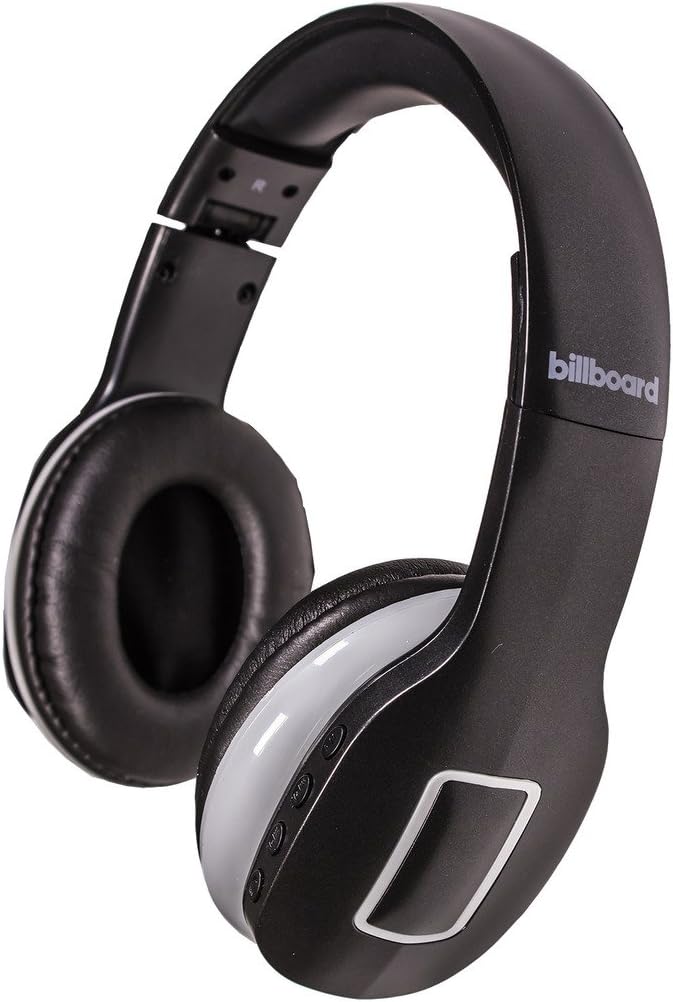 Billboard Bluetooth Wireless Folding Headphones With Enhanced Bass, Controls, and Microphone - Black
