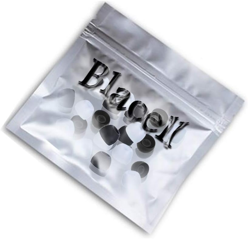 Blacell 20 Pcs Medium Silicone Earbud Cap Tip Cover Replacement - 10 Black, 10 Clear Title