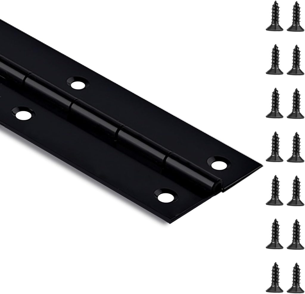 Black Piano Hinge 36 Inch x 2 Inch Heavy Duty Stainless Steel Piano Hinge Continuous Hinge for Cabinet, Door, DIY Wood Boxes, 0.047 Leaf Thickness