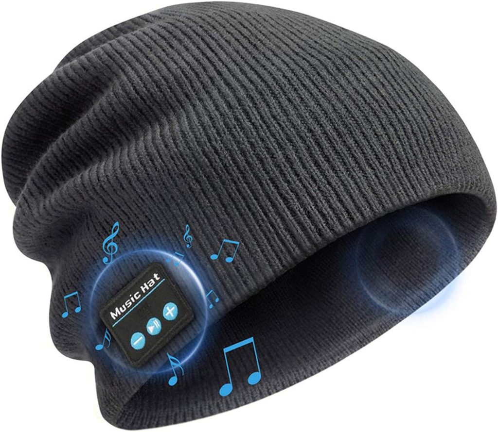 Bluetooth Beanie Hat for Men Women, V5.0 Wireless Headphone Winter Knit Hats Music Cap with Stereo Speaker Hands-Free, Unique Xmas Birthday Tech Gifts for Teenager Boys Girls