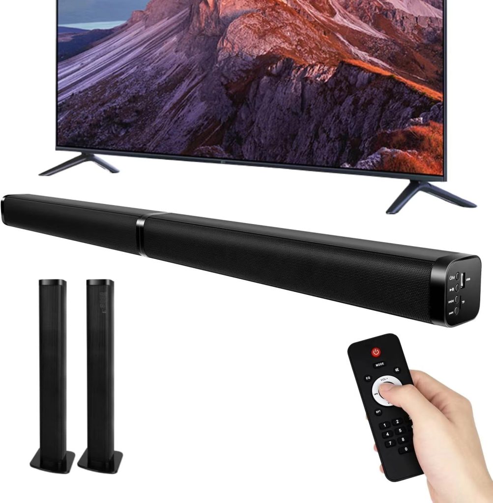Bluetooth Sound Bars for TV 40W Home Theater Audio Detachable Sound Speaker System Optical/Aux/USB Wired TV Sound bar, 2 in 1 Surround Wall Mountable 35 Inch Separable