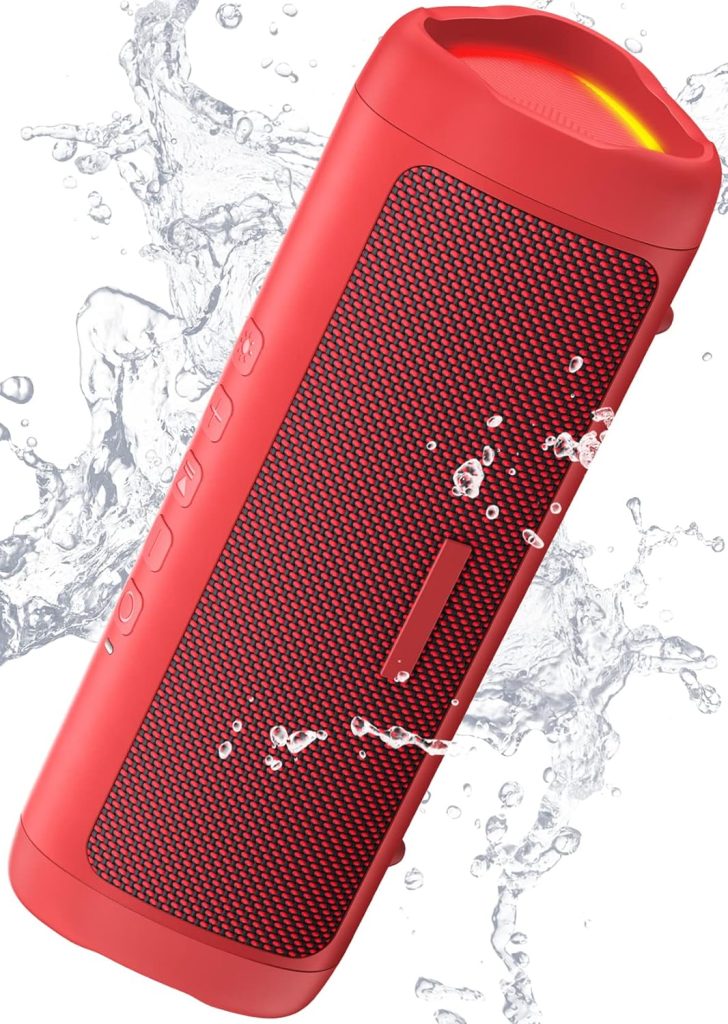 Bluetooth Speaker, IPX5 Waterproof Speaker with HD Sound, Up to 24H Playtime, TWS Pairing, BT5.3, Portable Wireless Speakers for Home/Party/Outdoor/Beach, Electronic Gadgets, Birthday Gift (Red)