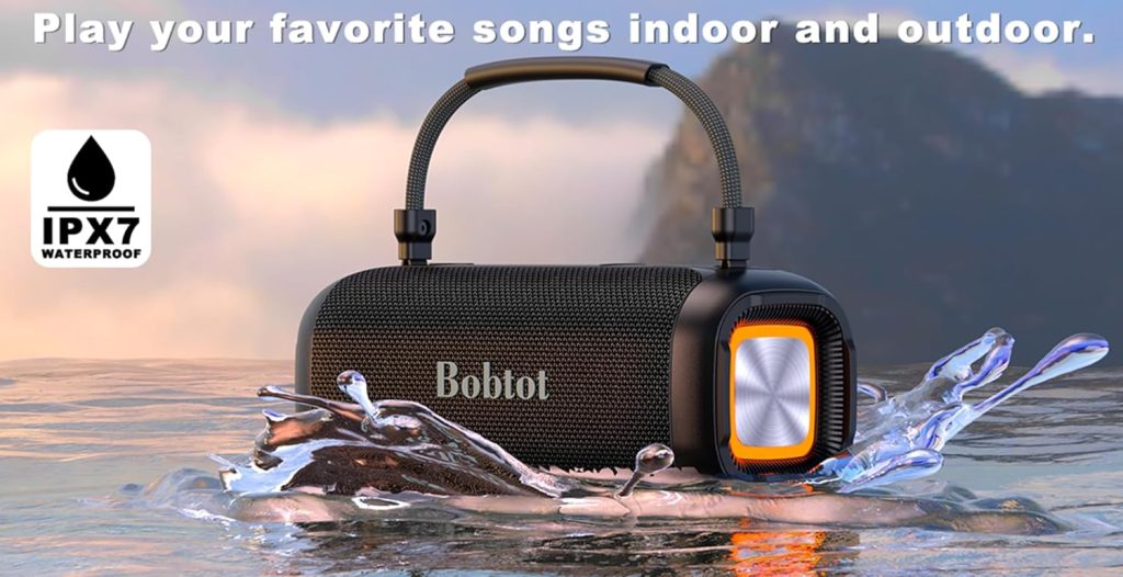 Bluetooth Speaker Portable Waterproof Speakers, Wireless Microphone IPX7 60W RGB Light Bass Stereo Sound for Outdoor, Small  Big Home Party Speaker
