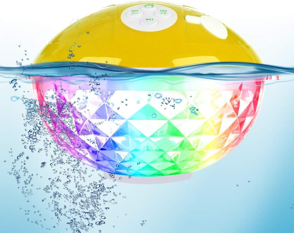 Bluetooth Speakers with Colorful Lights, Portable Speaker IPX7 Waterproof Floatable, Built-in Mic,Crystal Clear Sound Speakers Bluetooth Wireless 50ft Range for Home Shower Outdoors Pool Travel.