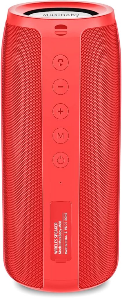 Bluetooth Speakers,MusiBaby M88 Speaker,Speakers Bluetooth Wireless,Dual Pairing, Bluetooth 5.0,Loud Stereo Sound,Booming Bass,30H Playtime for Home Outdoor Party,Beach (Black)