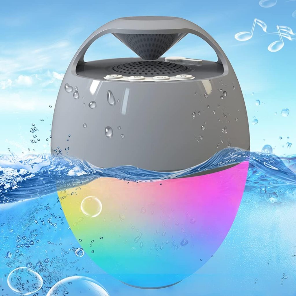 Blufree Portable Bluetooth Speaker with Colorful Lights, Floating Pool Speaker IP67 Waterproof Speaker,Louder Volume,Mic,82ft Wireless Range Hot Tub Speaker for Outdoor Pool Home Party Travel.