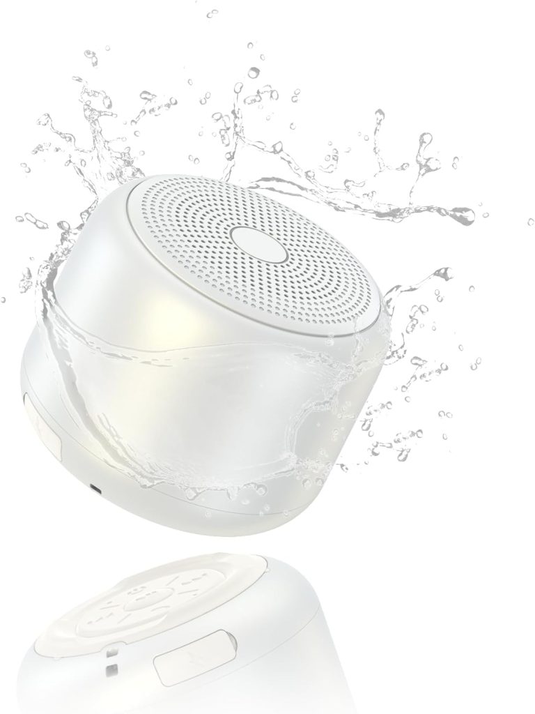 Bobtot Portable Bluetooth Speakers Wireless Speaker- Waterproof Speaker with Loud Stereo Sound,15 Hours Playtime, Rechargeable Battery, Built-In Microphone, Mini Speaker with Strap Easy to Carry White