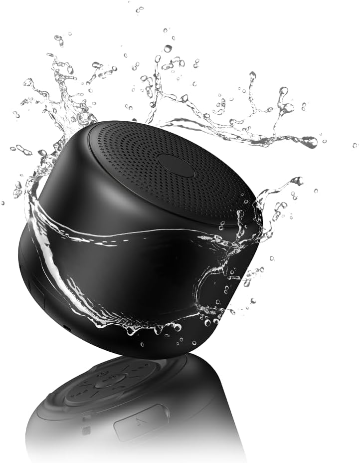 Bobtot Portable Bluetooth Speakers Wireless Speaker- Waterproof Speaker with Loud Stereo Sound,15 Hours Playtime, Rechargeable Battery, Built-in Microphone, Mini Speaker with Strap to Carry, Black