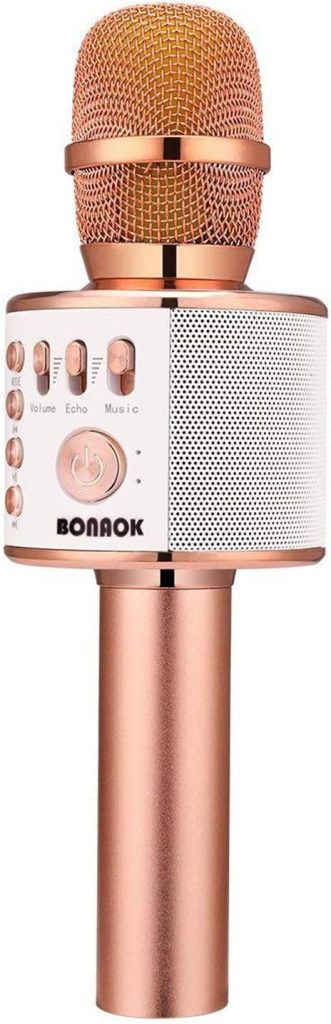 BONAOK Wireless Bluetooth Karaoke Microphone, 3-in-1 Portable Handheld Mic Speaker for All Smartphones,Gifts for Girls Kids Adults All Age Q37(Rose Gold)