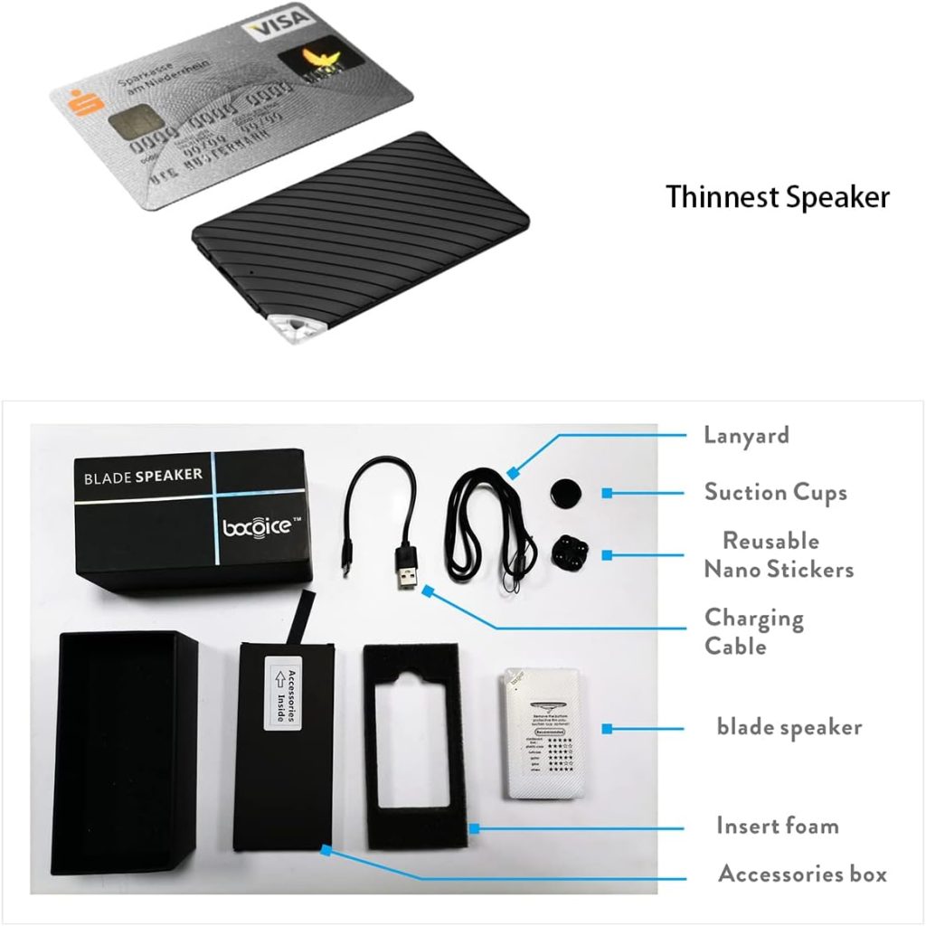 Bone Conduction Speaker Super Small Bluetooth Speakers Portable Card-Thin Stereo Sound Creative Thinnest Speakers Small Thin Sound Box (Mint)