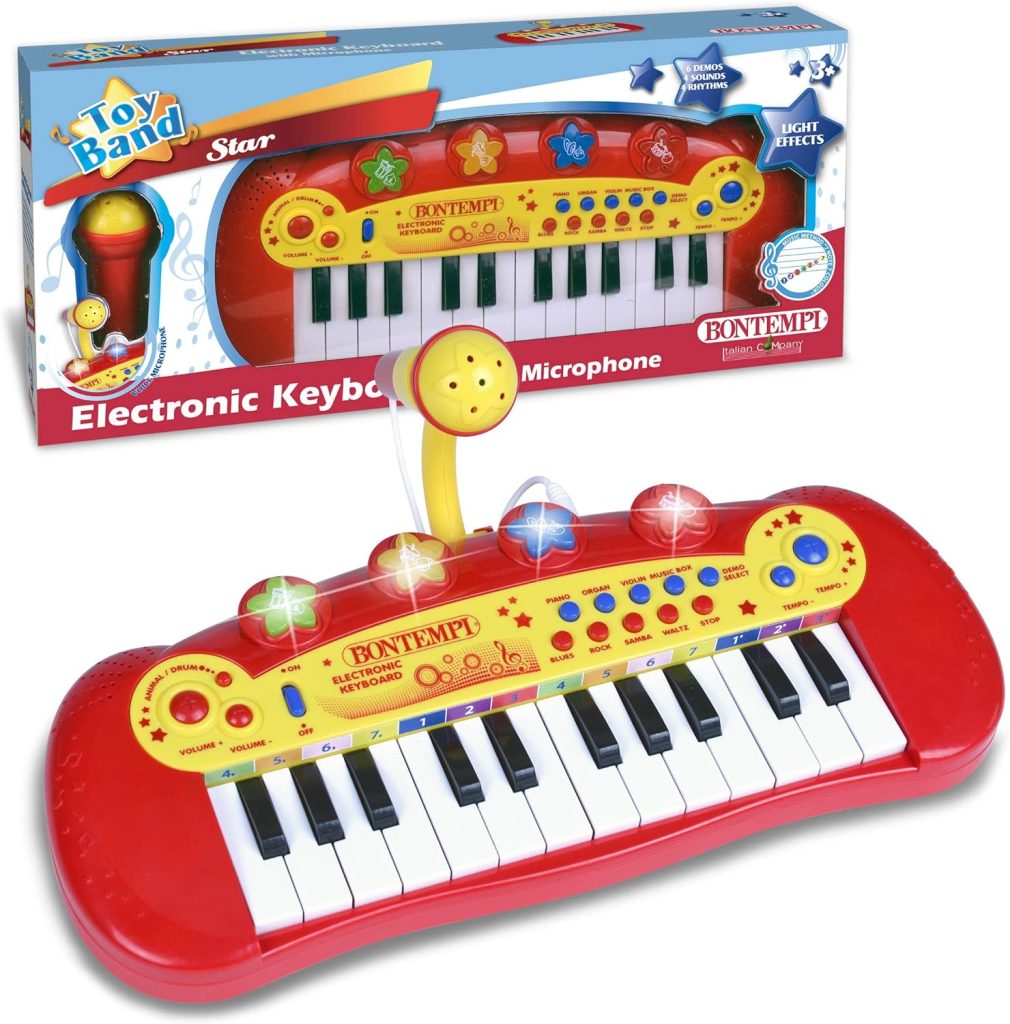 Bontempi 12 2931 24 Key Electronic Keyboard with Microphone, Multi-Color
