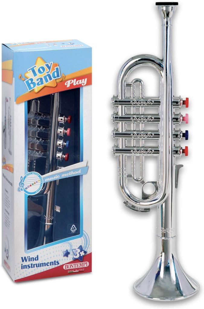 Click N' Play Silver Toy Trumpet for Kids with Coloured Keys - Create Real  Music