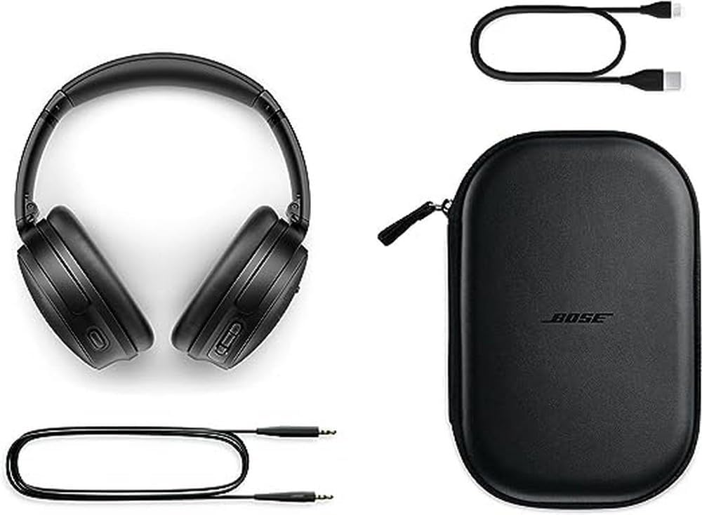 Bose QuietComfort 45 Wireless Bluetooth Noise Cancelling Headphones, Over-Ear Headphones with Microphone, Personalized Noise Cancellation and Sound, White Smoke