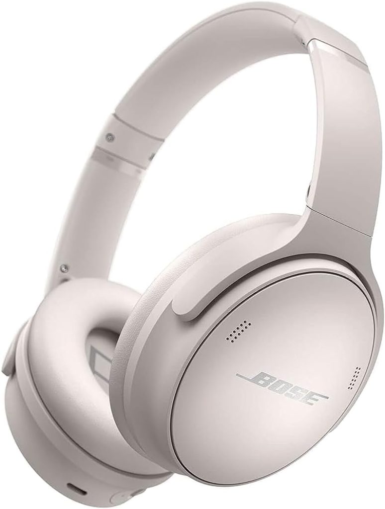 Bose QuietComfort 45 Wireless Bluetooth Noise Cancelling Headphones, Over-Ear Headphones with Microphone, Personalized Noise Cancellation and Sound, White Smoke