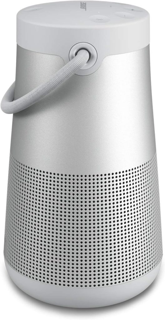 Bose SoundLink Revolve+ (Series II) Bluetooth Speaker, Portable Speaker with Microphone, Wireless Water Resistant Travel Speaker with 360 Degree Sound, Long Lasting Battery and Handle, Silver
