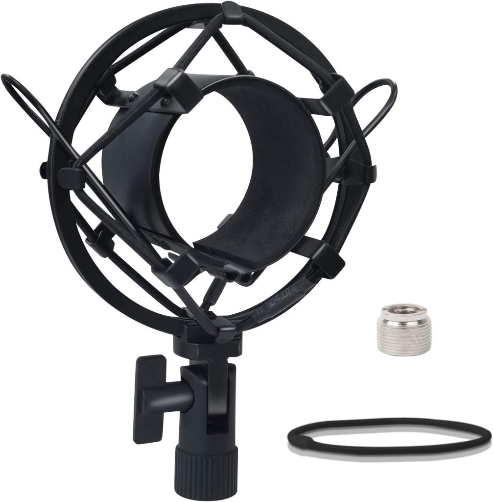 Boseen Universal Microphone Shock Mount, Mic Clip Holder Mount for Diameter 47mm-53mm Mic Anti Vibration Adjustable High Isolation Shock Mount