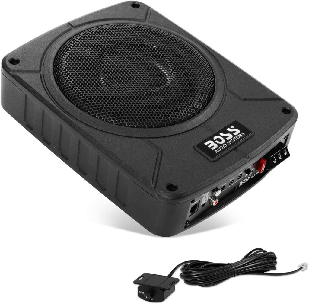 BOSS Audio Systems BAB8 Amplified Car Subwoofer - 800 Watts Max Power, Low Profile, 8 Inch Subwoofer, Remote Subwoofer Control, Great for Vehicles That Need Bass But Have Limited Space