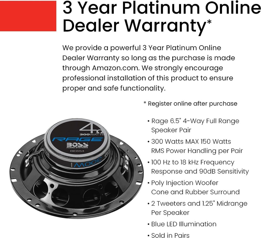 BOSS Audio Systems BE464 Rage Series 4 x 6 Inch Car Stereo Door Speakers - 250 Watts Max, 4 Way, Full Range, Coaxial, Tweeters, Sold in Pairs