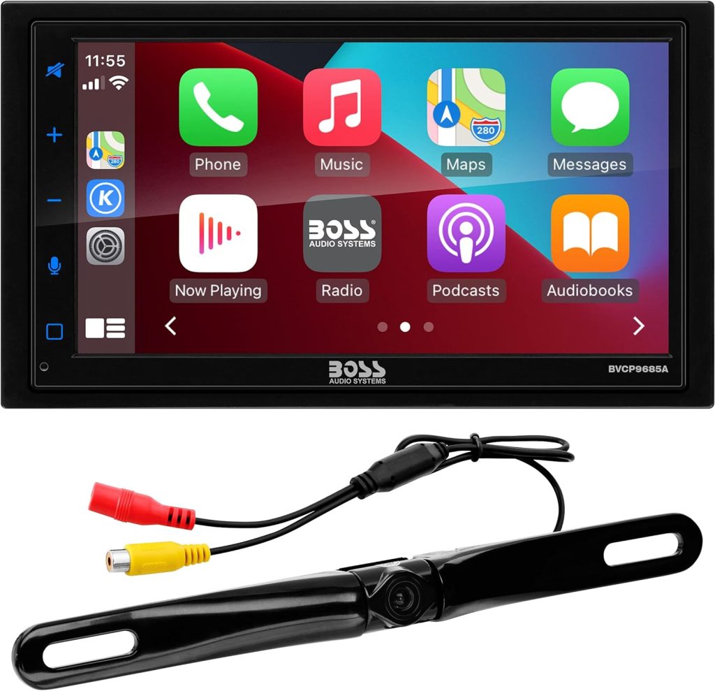 BOSS Audio Systems BVCP9700A-C Car Stereo System - Apple CarPlay, Android Auto, 7 Inch Double Din, Touchscreen, Bluetooth Audio and Calling Head Unit, Radio Receiver, No CD Player, Backup Camera