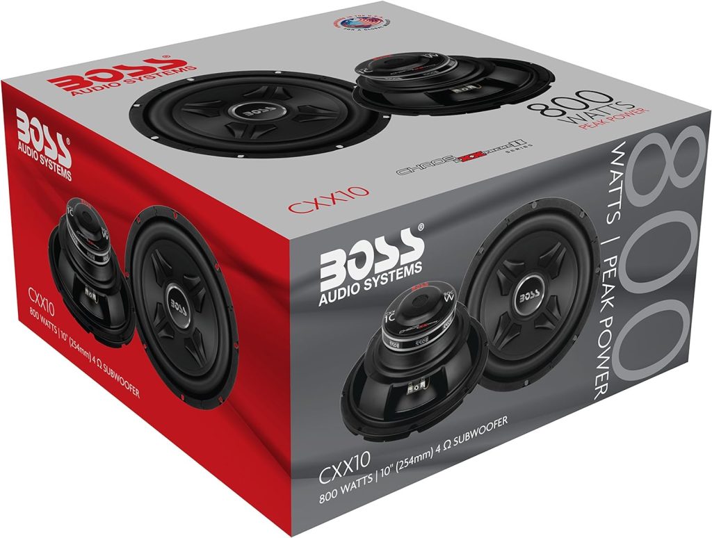BOSS Audio Systems CXX10 Chaos Exxtreme Series 10 Inch Car Subwoofer - 800 Watts Max, Single 4 Ohm Voice Coil, Hook Up to Amp