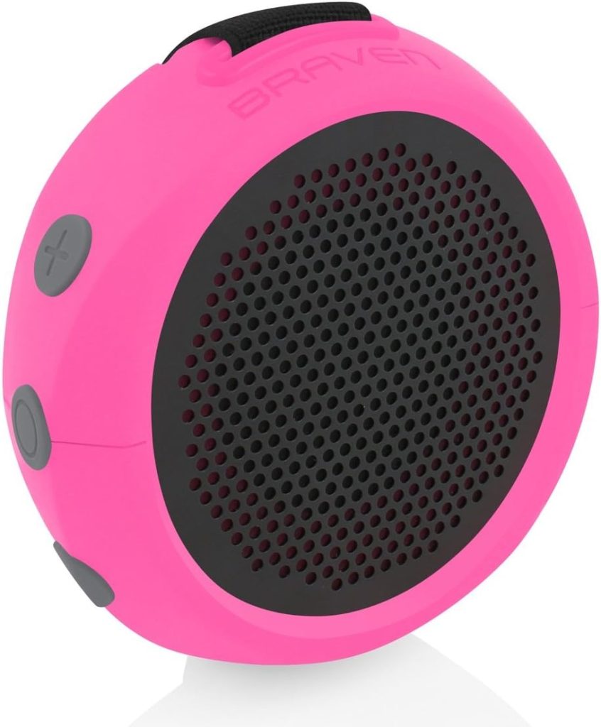 Braven 105 Wireless Portable Bluetooth Speaker [Waterproof][Outdoor][8 Hour Playtime] with Action Mount/Stand - Raspberry