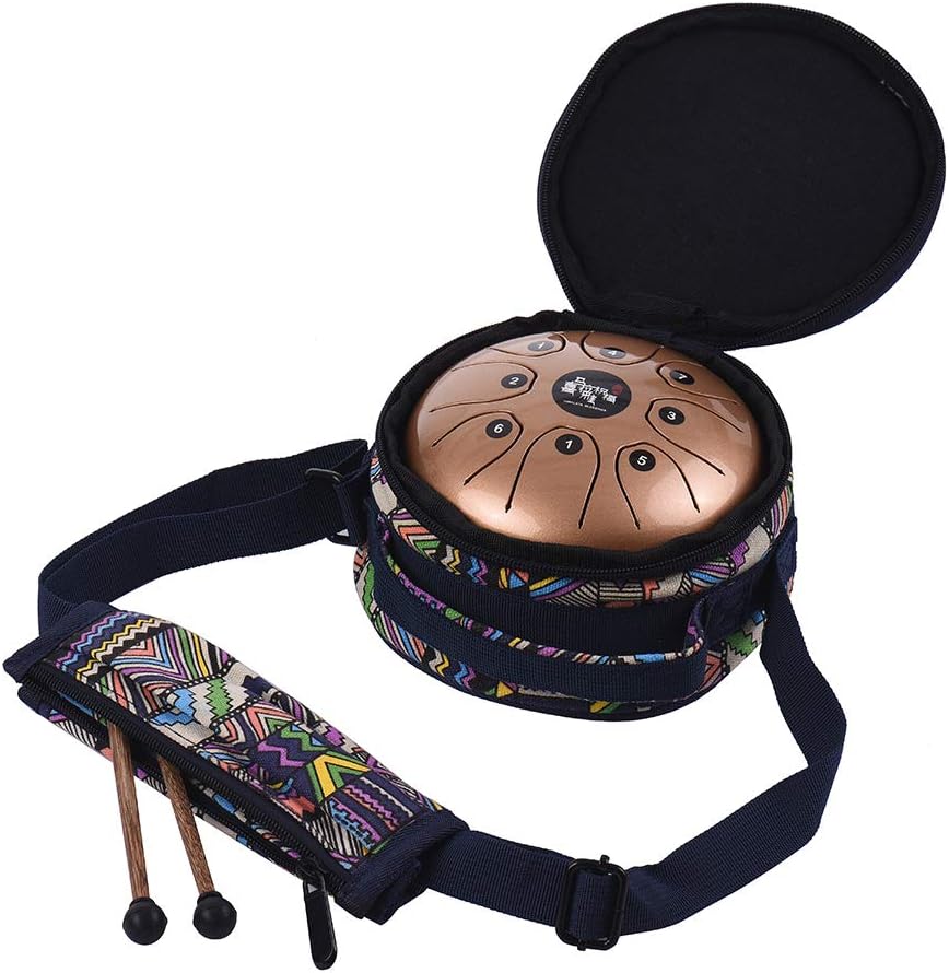 Btuty Mini 8-Tone Steel Tongue Drum 5.5 Inch C Key Percussion Instrument Handpan Drum with Drum Mallets Carry Bag