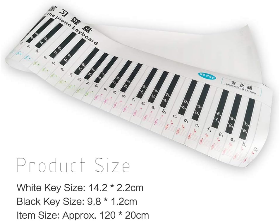 Btuty Professional Version 88 Key Keyboard Piano Finger Simulation Practice Guide Teaching Aid Note Chart for Beginner Student