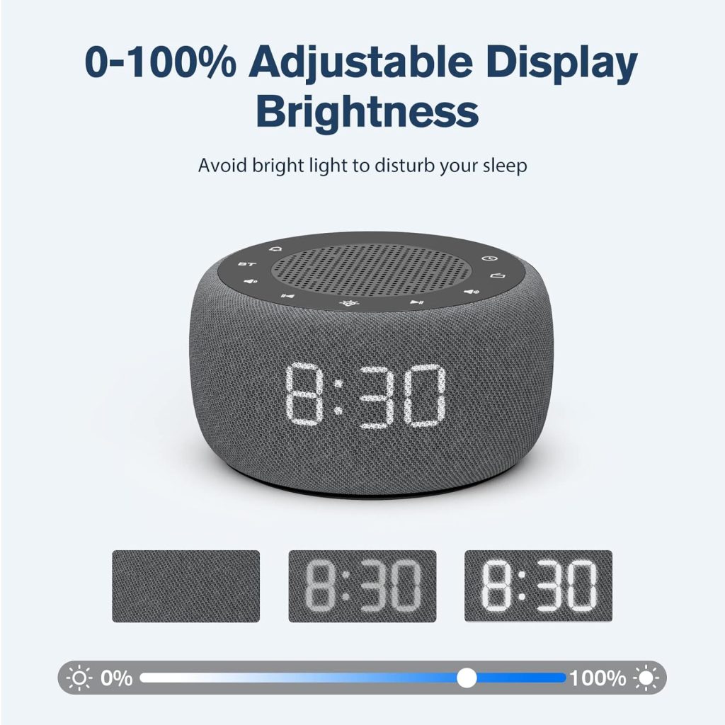 BUFFBEE Bluetooth Speaker Alarm Clock with FM Radio - High Fidelity Sound, Full Range Dimmer, Plugged in Alarm Clock Radio for Bedroom