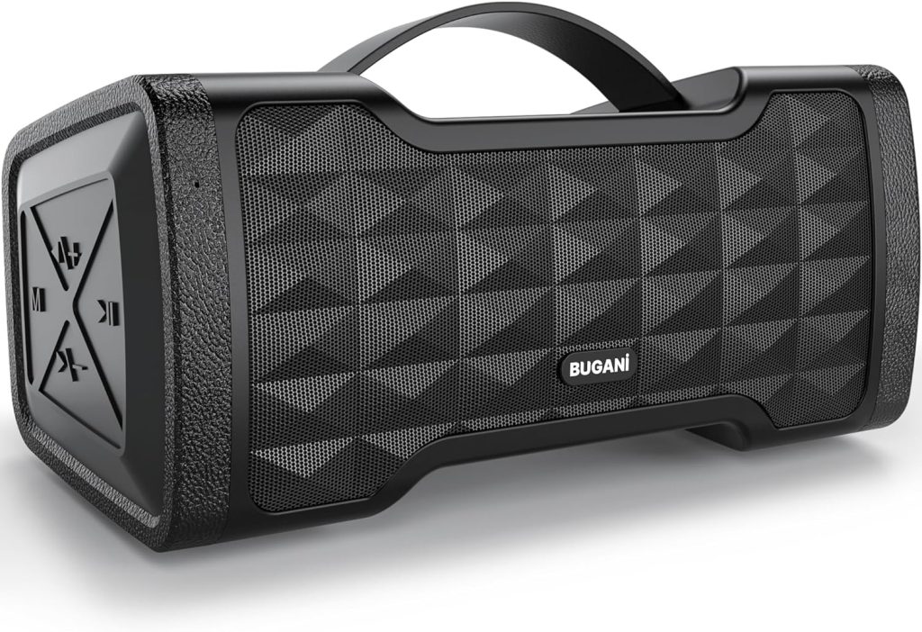 BUGANI Bluetooth Speaker M91 Portable Wireless Speaker with 40W Loud Stereo Sound, IPX6 Waterproof, Support SD Card/AUX, Built-in Mic, Suitable for Home, Party  Outdoors