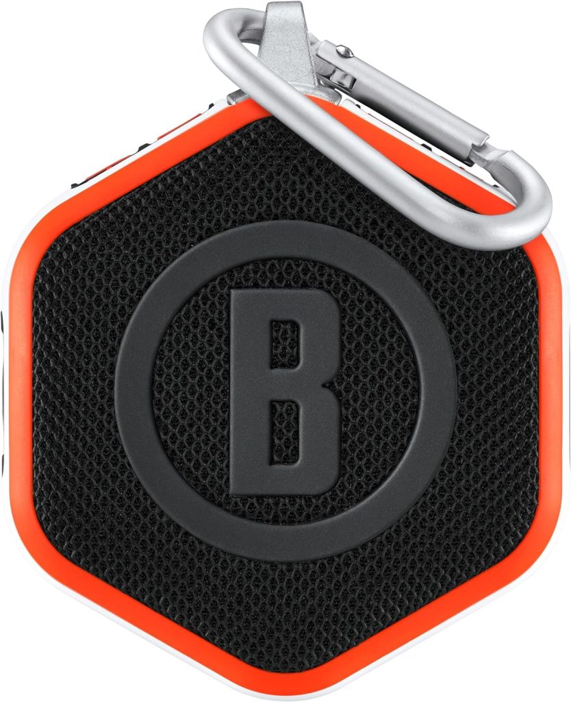 Bushnell Golf Wingman Mini GPS Speaker - Audible  Accurate Distances, Multiple Mounting Options for Cart or Walking (White/Orange)
