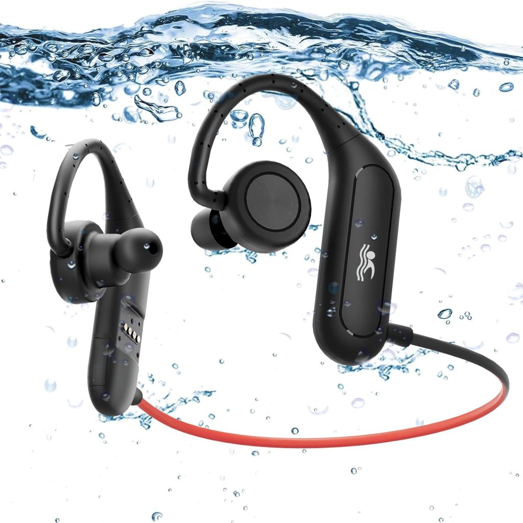 BZOJIFO Waterproof Earbuds for Swimming, Swimming Headphones with mp3 Playback, IPX8 Waterproof, 16Hrs Battery, in-Ear Stereo Bass Wireless Sports Headphones for Swimming, Running, Workout