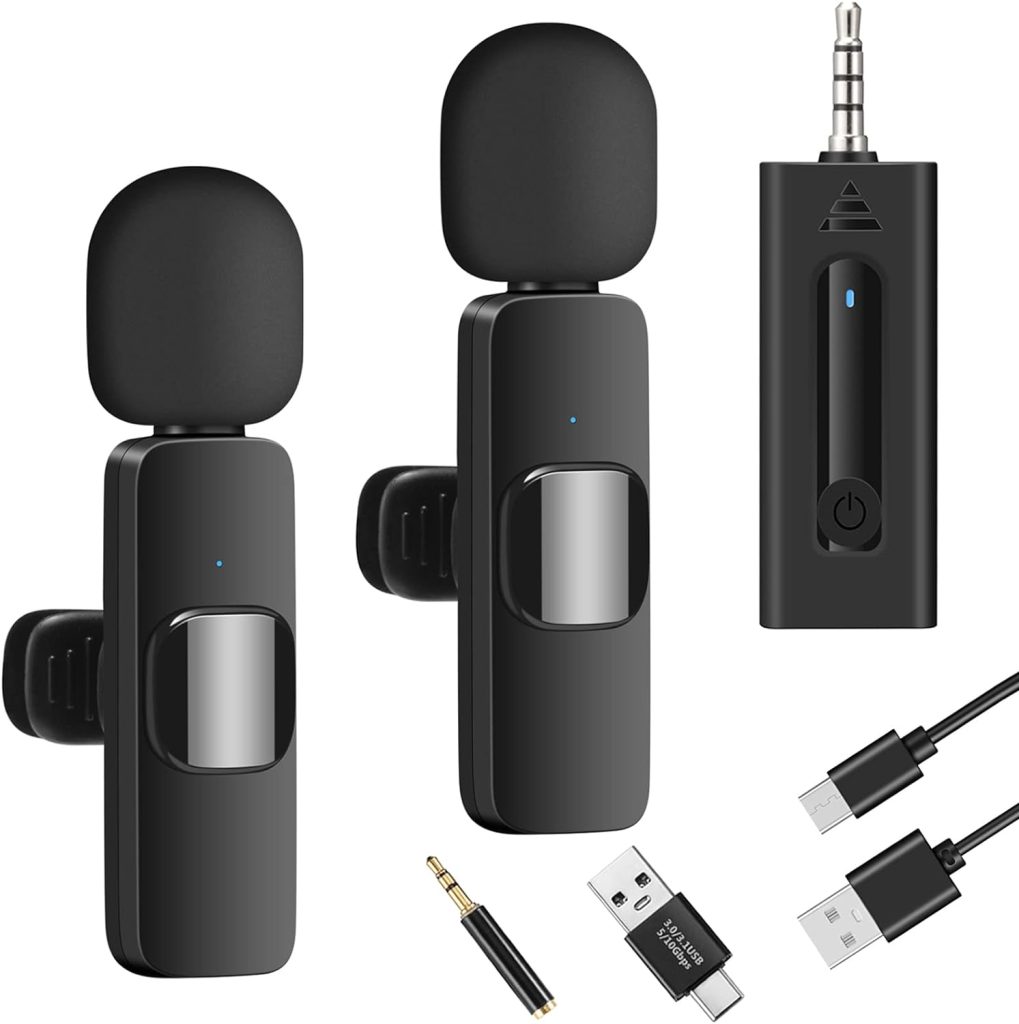 BZXZB Wireless Microphone for Camera/Computer/Laptop/MacBook/Phone, Professional Lavalier Lapel Mic for Video Recording, YouTube, Vlog, Tiktok, Interview