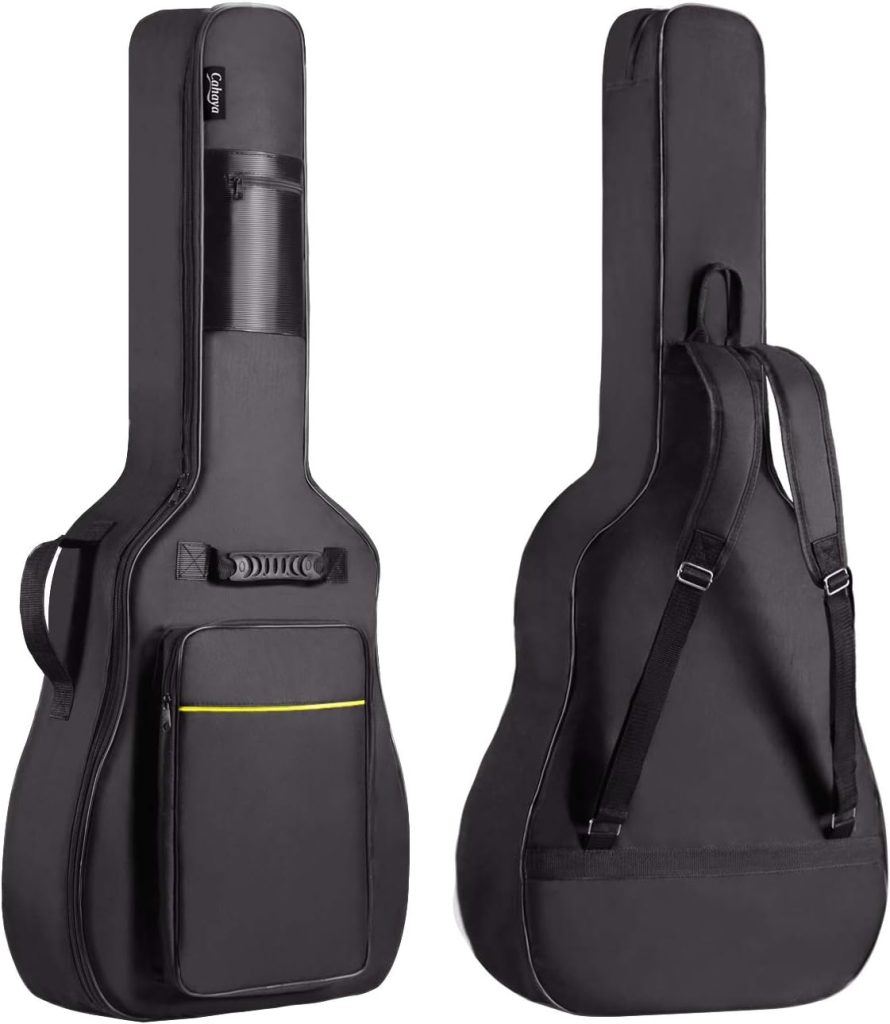 CAHAYA 41 Inch Acoustic Guitar Bag 0.35 Inch Thick Padding Water Resistent Dual Adjustable Shoulder Strap Guitar Case Gig Bag with Back Hanger Loop, Black CY0152
