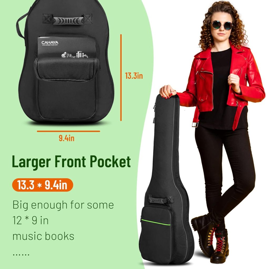 CAHAYA Electric Guitar Bag Gig Bag 0.3inch Thick Padding Backpack Soft Electric Guitar Case Green CY0293