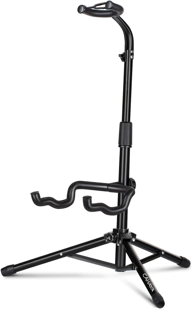 CAHAYA Guitar Stand Floor Universal for Acoustic Electric Guitars Bass Accessories Banjo Stand Rotate to Adjust Height from 30.7 to 37 Inch Folding Tripod Guitar Stands with Neck Holder CY0253