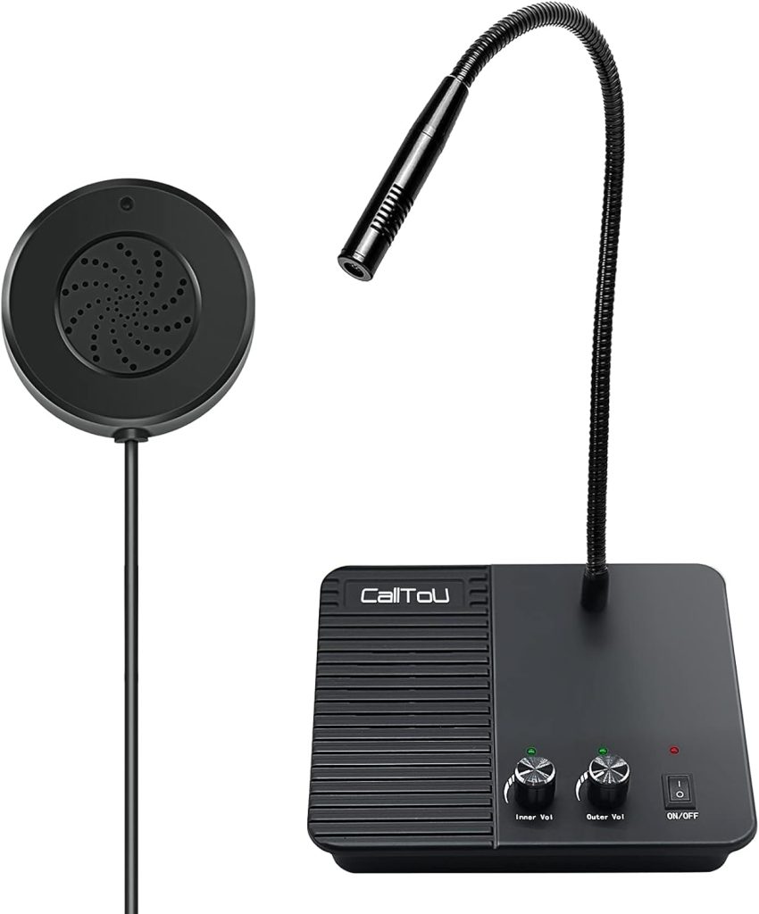 CallToU Window Speaker Intercom System Intercoms 2 Way Anti-Interference Intercommunication Microphone Counter Intercoms for Business, Bank, Office, Hospital, Store, Station, School, Counter, Home