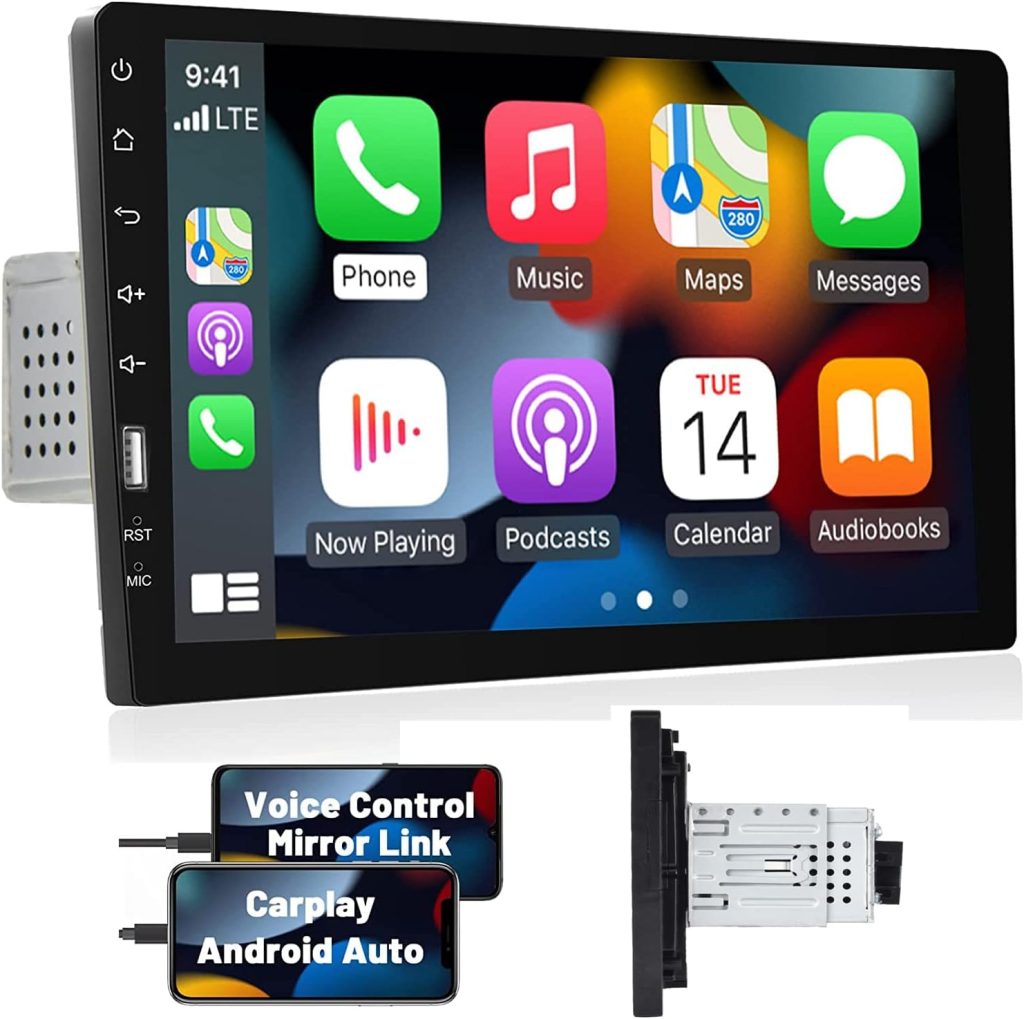 Car Radio Single Din Car Stereo with Apple Carplay Android Auto,FM/AM Radio Hikity 9 Inch Touch Screen Bluetooth Car Audio Receivers Support Phone Mirror Link USB Steering Wheel Control + Backup Cam