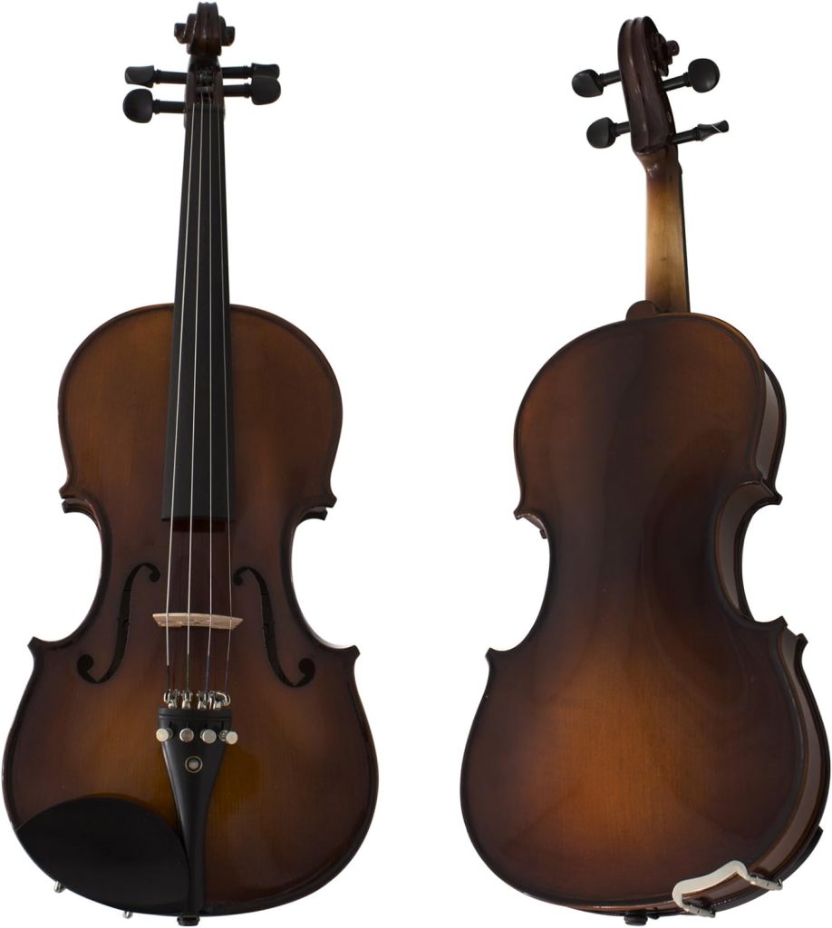 Cecilio CVN-EAV Ebony Fitted Solidwood Violin in Varnish Antique with Deluxe Oblong Hard Case Size 4/4 (Full Size)