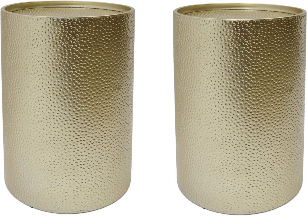 Christopher Knight Home Kaylee Modern Round Hammered Iron Accent Table (2 Pack) -Gold